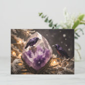 Cartes Pour Fêtes Annuelles Fantaisie de cristal d'améthyste - Corbeaux Noël (Debout devant)