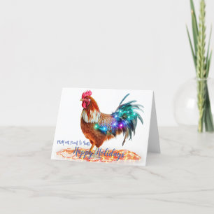 Cartes Pour Fêtes Annuelles Fantaisie Jardin poulet Rooster feux de Noël