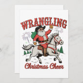 Cartes Pour Fêtes Annuelles Fantaisie Noël Cheer Cowboy Père Noël Pays (Devant / Derrière)
