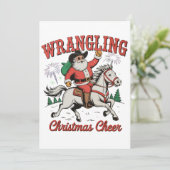 Cartes Pour Fêtes Annuelles Fantaisie Noël Cheer Cowboy Père Noël Pays (Debout devant)