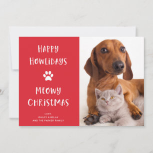 Cartes Pour Fêtes Annuelles Fantaisie Noël de chien et de chat avec photo