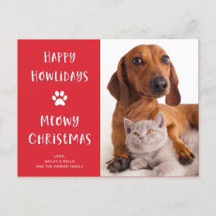 Cartes Pour Fêtes Annuelles Fantaisie Noël de chien et de chat avec photo