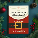 Cartes Pour Fêtes Annuelles Fantaisie Noël Père Noël Naughty & Nice Photo<br><div class="desc">Avez-vous été coquine ou gentille cette année ? Nice avec un peu de coquine est ok ! ! ! Ce design de carte de vacances comprend un costume père Noël et votre texte personnalisé à l'avant et à l'arrière. Ajoutez également une petite photo carré à l'arrière. Drôle et mignon -...</div>