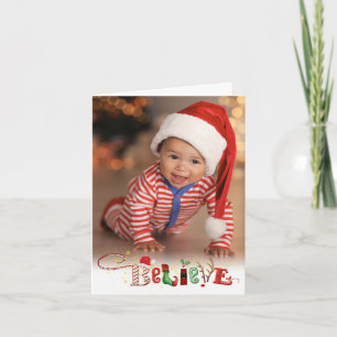 Cartes Pour Fêtes Annuelles Fantaisiste CROIRE, 3 Photo, Option de lettre de v