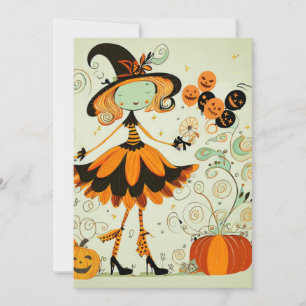 Cartes Pour Fêtes Annuelles fantaisiste/sorcière/citrouille/automne