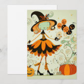 Cartes Pour Fêtes Annuelles fantasque/sorcière/citrouille/automne (Devant / Derrière)