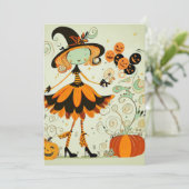 Cartes Pour Fêtes Annuelles fantasque/sorcière/citrouille/automne (Debout devant)