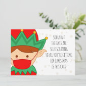 Cartes Pour Fêtes Annuelles Fantastique auto-isolant elfes Covid Noël (Debout devant)