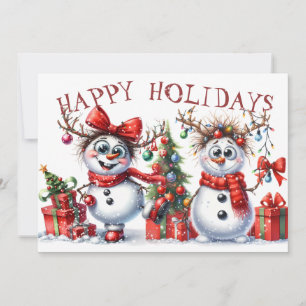Cartes Pour Fêtes Annuelles Fantastique Snowman lumières de Noël hiver