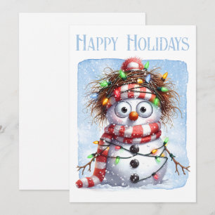 Cartes Pour Fêtes Annuelles Fantastique Snowman lumières de Noël hiver