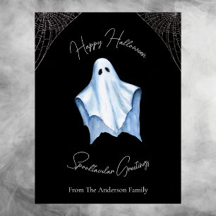 Cartes Pour Fêtes Annuelles Fantôme de feuille blanche Halloween et toiles d'a