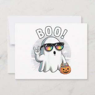 Cartes Pour Fêtes Annuelles Fantôme de roche Rétro Halloween Citrouille Drôle