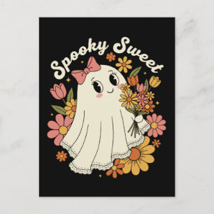 Cartes Pour Fêtes Annuelles Fantôme Floral Mignon Sucré Épouvantable