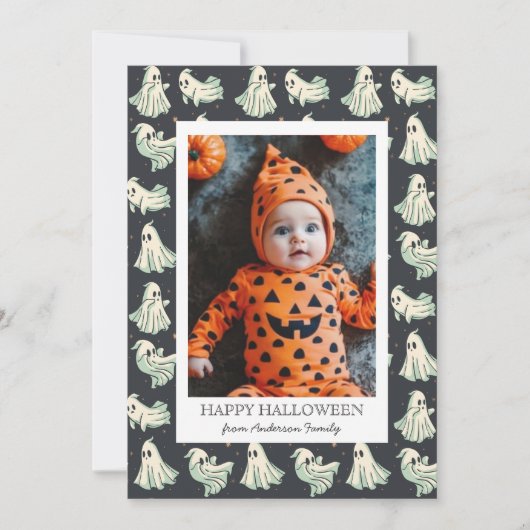Cartes Pour Fêtes Annuelles Fantôme Halloween Mon premier bébé Boo (Devant)
