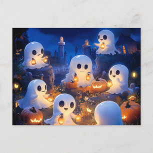 Cartes Pour Fêtes Annuelles Fantômes d'Halloween Lanternes de citrouille Nuit