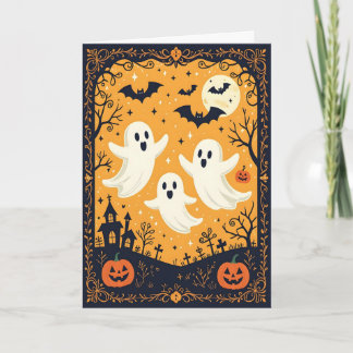 Cartes Pour Fêtes Annuelles Fantômes et Chauves-souris Enfants Halloween