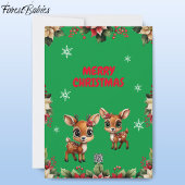 Cartes Pour Fêtes Annuelles Faon, Biche, Renne Floral 🦌 🎄 Vert