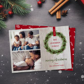 Cartes Pour Fêtes Annuelles Farmhouse Pine Wreath Joyeux Noël 2 Photo