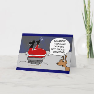 Cartes Pour Fêtes Annuelles Fat Stuck Père Noël Drôle Noël Danser Cartoon