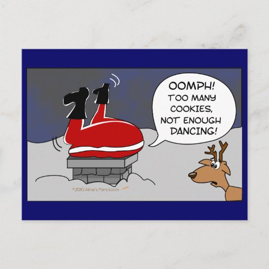 Cartes Pour Fêtes Annuelles Fat Stuck Père Noël Drôle Noël Danser Cartoon (Devant)