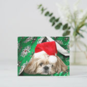 Cartes Pour Fêtes Annuelles Fatigué Noël Shih Tzu (Debout devant)