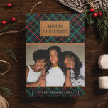 Cartes Pour Fêtes Annuelles Faux Brown Leather Red and Green Tartan Christmas<br><div class="desc">Send your family and friends a unique tartan theme holiday card with your favorite family photo. Flip the card over to reveal a faux leather texture on the back of the card.</div>