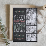 Cartes Pour Fêtes Annuelles Faux Chalkboard Joyeux Noël Trois photos<br><div class="desc">Envoyez vos souhaits de vacances à vos amis et à votre famille avec cette carte de Noël personnalisable. Cette carte de vacances comporte une typographie manuscrite. Personnalisez en ajoutant vos détails. Cette carte photo de Noël est disponible en d'autres couleurs et en carton. Des éléments correspondants sont disponibles.</div>