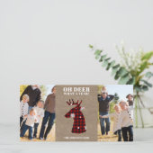 Cartes Pour Fêtes Annuelles Faux de neige amusant et plaid Oh Deer Photo (Debout devant)