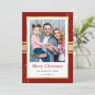 Cartes Pour Fêtes Annuelles Faux Gold Foil Frame Joyeux Noël Photo