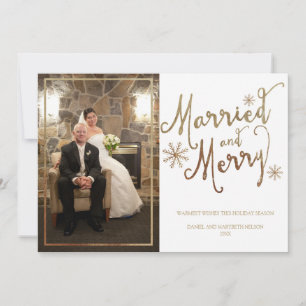 Cartes Pour Fêtes Annuelles Faux Gold Foil MARIÉ ET MERRY Vacances 2015