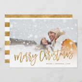 Cartes Pour Fêtes Annuelles Faux Gold Foil superposition photo Joyeux appartem (Devant / Derrière)