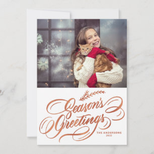 Cartes Pour Fêtes Annuelles Faux or rose doré Calligraphie Vœux de la saison