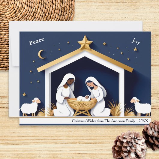 Cartes Pour Fêtes Annuelles Faux Papercraft Paix et joie Nativité Noël