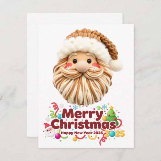 Cartes Pour Fêtes Annuelles faux yarn pattern, notch-hook style, textured (Devant / Derrière)