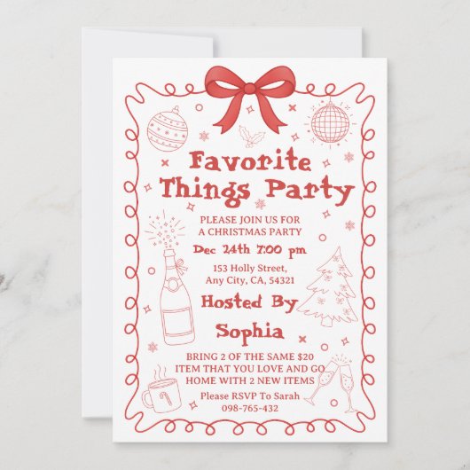 Cartes Pour Fêtes Annuelles Favorite Things Party Red Pink Bow Christmas (Devant)