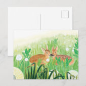 Cartes Pour Fêtes Annuelles Fawns in Tall Grass Illustration (Devant / Derrière)