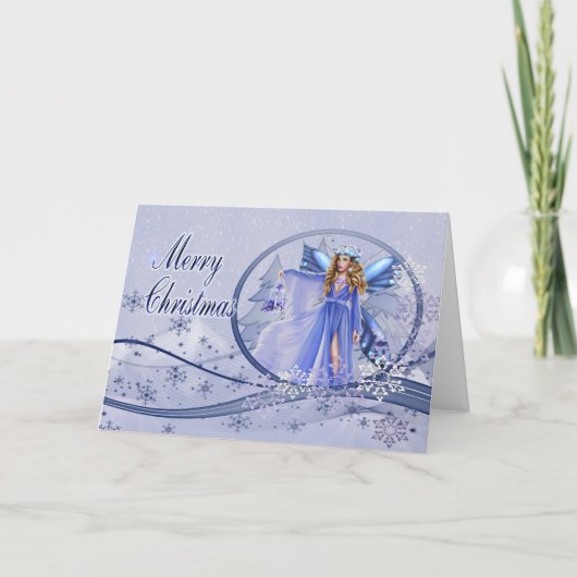 Cartes Pour Fêtes Annuelles Fée bleue Noël (Devant)