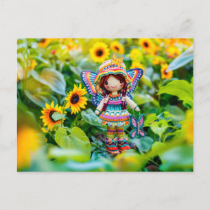 Cartes Pour Fêtes Annuelles Fée croisée avec tournesol jaune