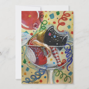Cartes Pour Fêtes Annuelles Fée dans un verre de Champagne.