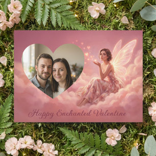 Cartes Pour Fêtes Annuelles Fée de la Saint-Valentin sur des nuages roses avec