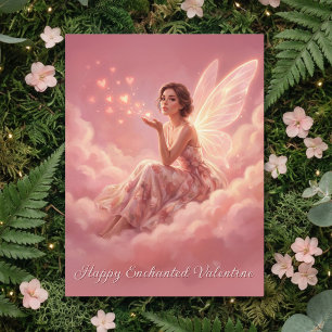 Cartes Pour Fêtes Annuelles Fée de la Saint-Valentin sur des nuages roses Fant