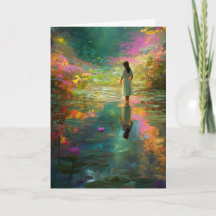 Cartes Pour Fêtes Annuelles Fée de l'eau aux pastels doux et nénuphars