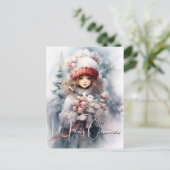 Cartes Pour Fêtes Annuelles Fée de Noël adorable avec Teddy (Debout devant)