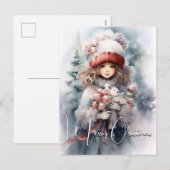 Cartes Pour Fêtes Annuelles Fée de Noël adorable avec Teddy (Devant / Derrière)