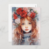 Cartes Pour Fêtes Annuelles Fée de Noël des Rose (Devant / Derrière)