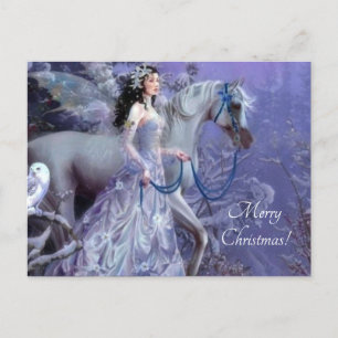 Cartes Pour Fêtes Annuelles fée d'hiver avec cheval