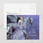 Cartes Pour Fêtes Annuelles fée d'hiver avec cheval (Devant / Derrière)