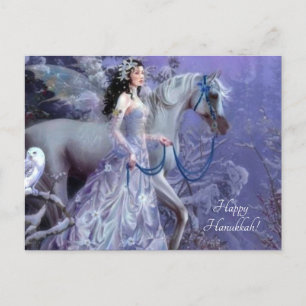 Cartes Pour Fêtes Annuelles fée d'hiver avec cheval