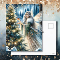 Fée et sapin de Noël dans la forêt enchantée