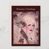 Cartes Pour Fêtes Annuelles Fée Neira avec cardinal par Renee Lavoie (Devant / Derrière)